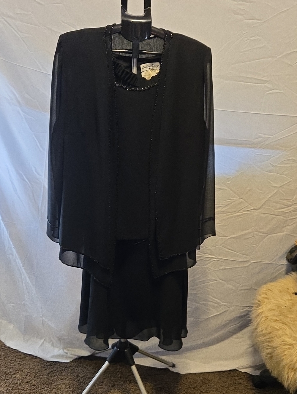3 Pc Elegant Black Chiffon Skirt Set By Timeless Beauty Collection
